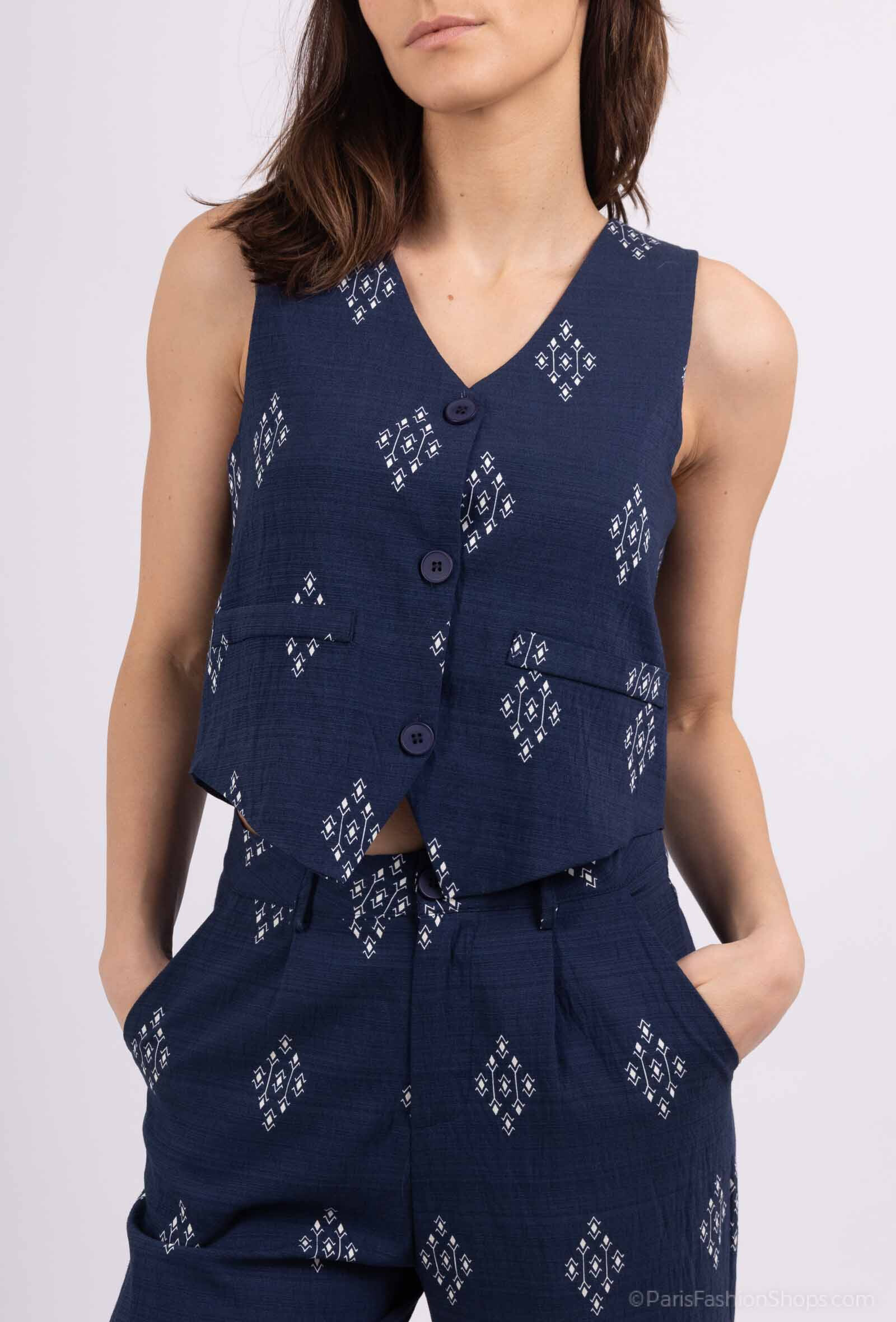 Wholesaler Kichic - Geometric printed sleeve vest