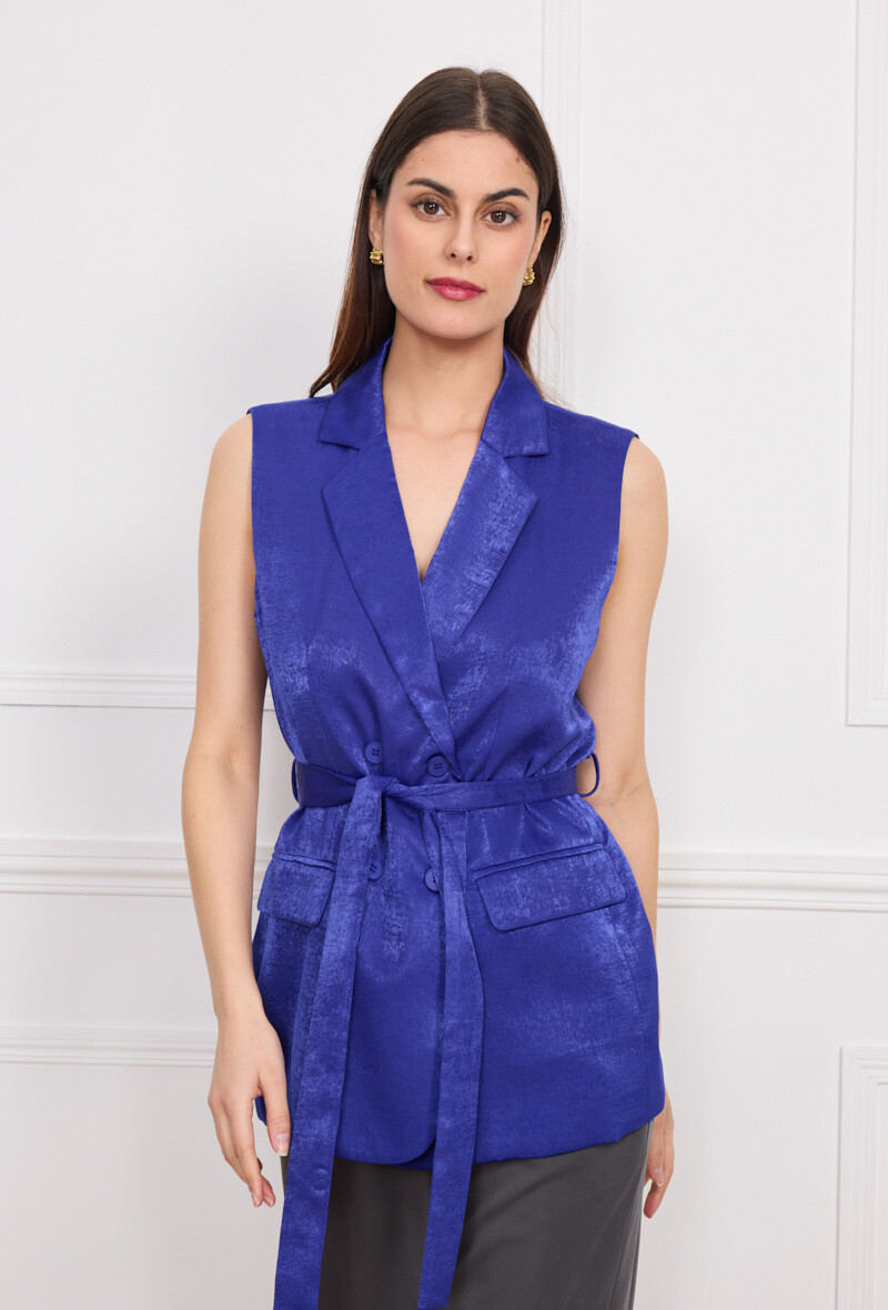 Wholesaler Kichic - Long vest belted Crusted buttons