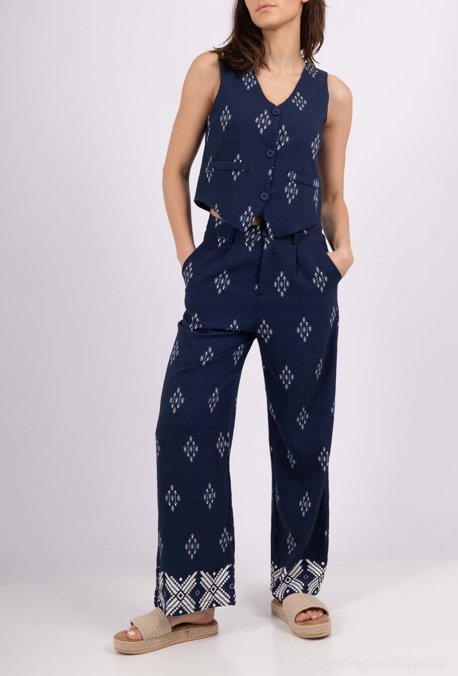 Wholesaler Kichic - Geometric print fluid pants