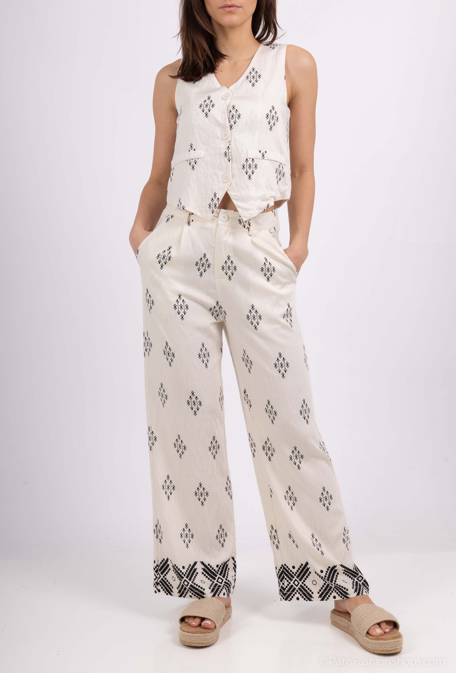 Wholesaler Kichic - Geometric print fluid pants