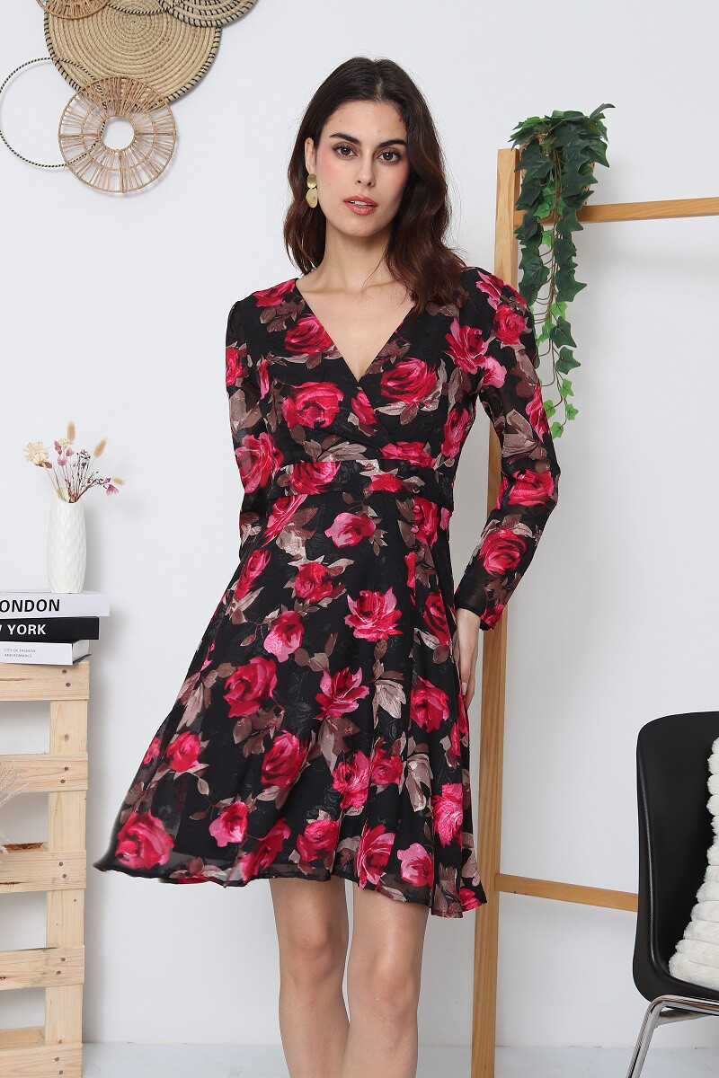 Wholesaler Kichic - Jacquard chiffon dress