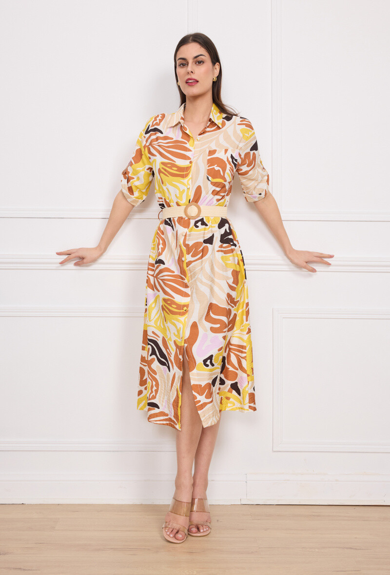 Wholesaler Kichic - Long shirt dress belted