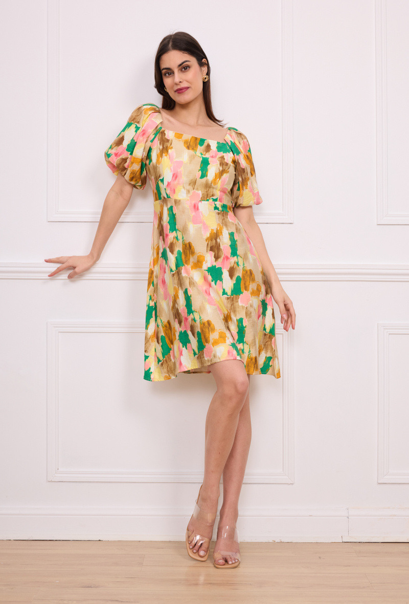 Mayorista Kichic - Vestido de verano de manga en globo