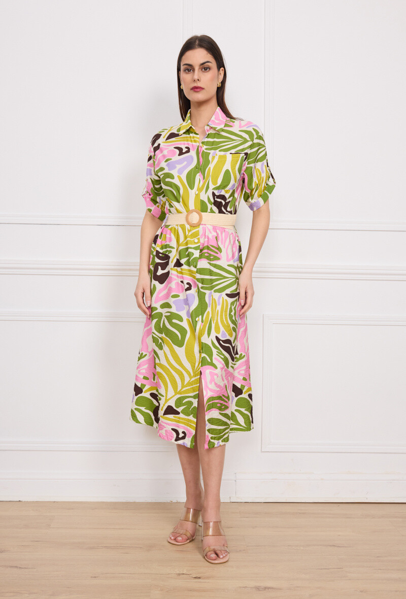 Wholesaler Kichic - Long shirt dress belted