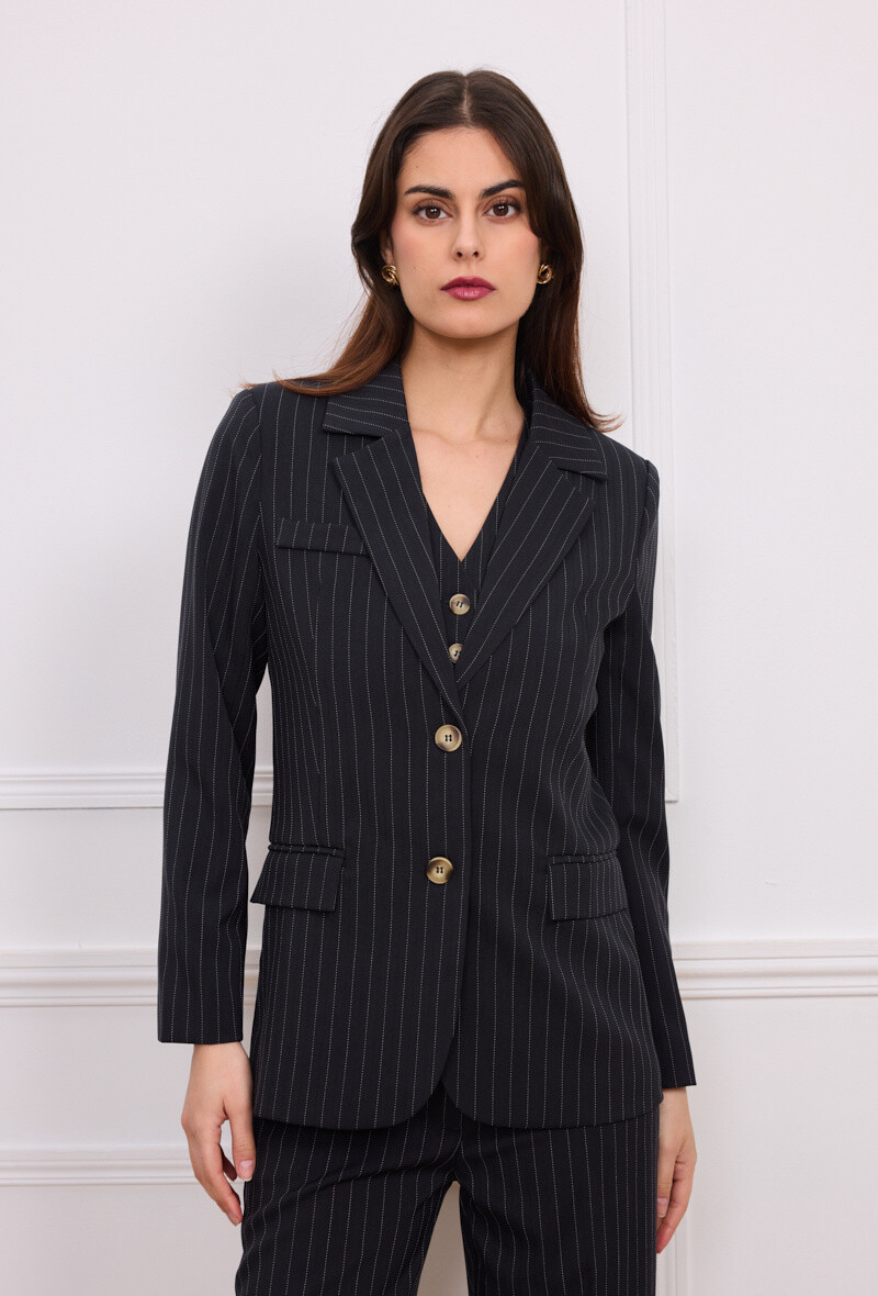 Grossiste Kichic - Veste blazer tissu rayé