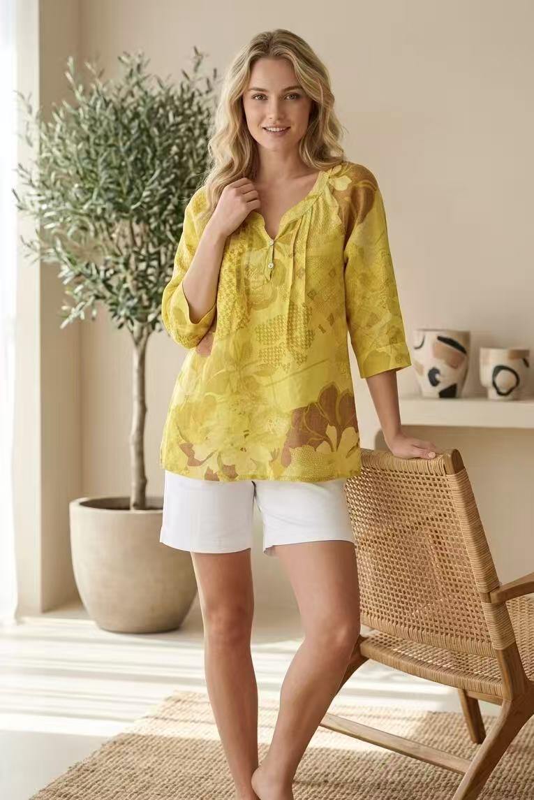Mayorista kiki s.r.l. - CAMISA DE LINO ESTAMPADA