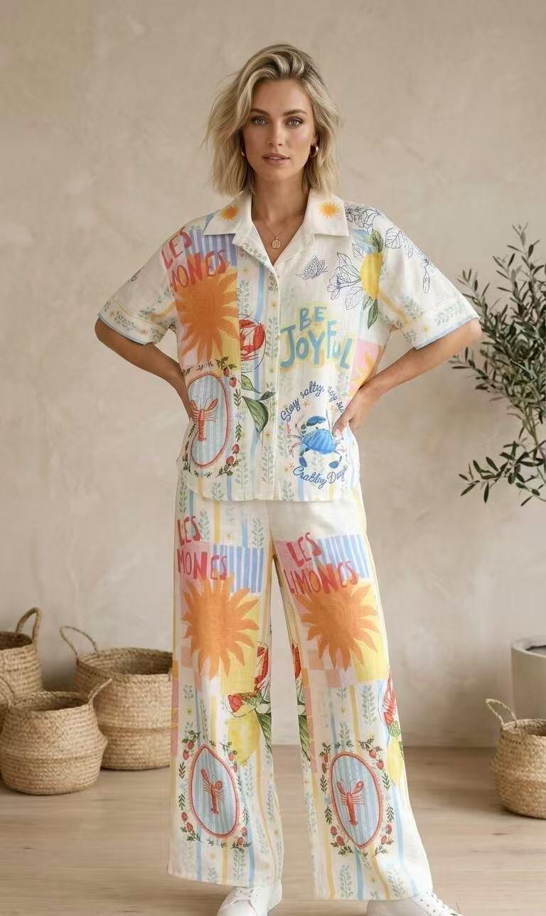 Mayorista kiki s.r.l. - Conjunto de lino estampado