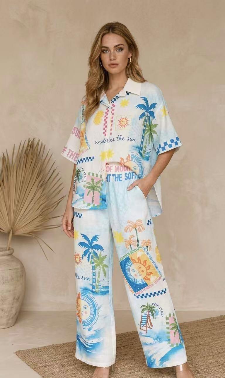 Mayorista kiki s.r.l. - Conjunto de lino estampado