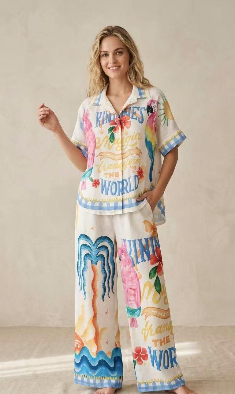 Mayorista kiki s.r.l. - Conjunto de lino estampado
