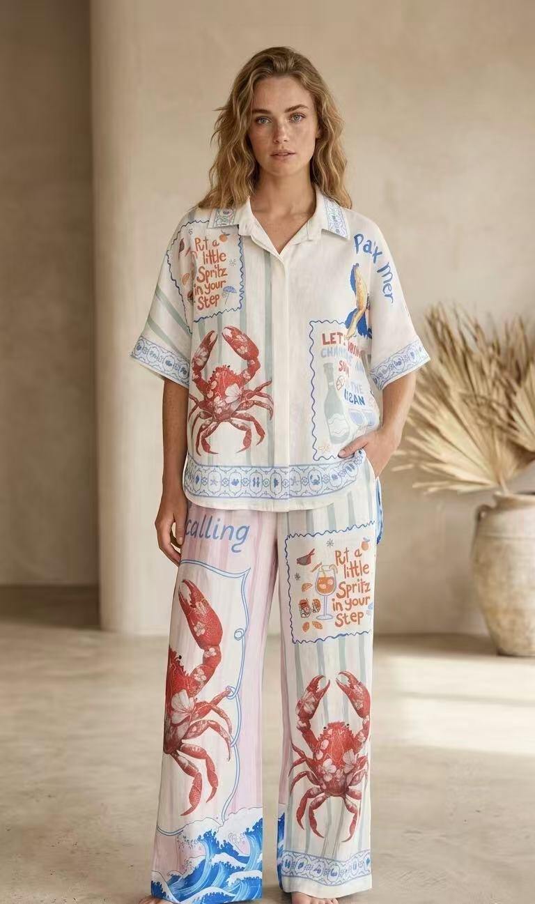 Mayorista kiki s.r.l. - Conjunto de lino estampado