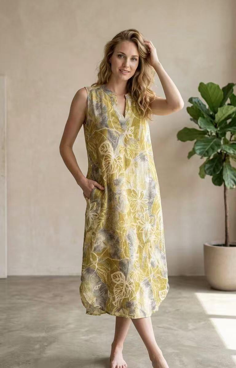 Wholesaler kiki s.r.l. - PRINTED LINEN DRESS