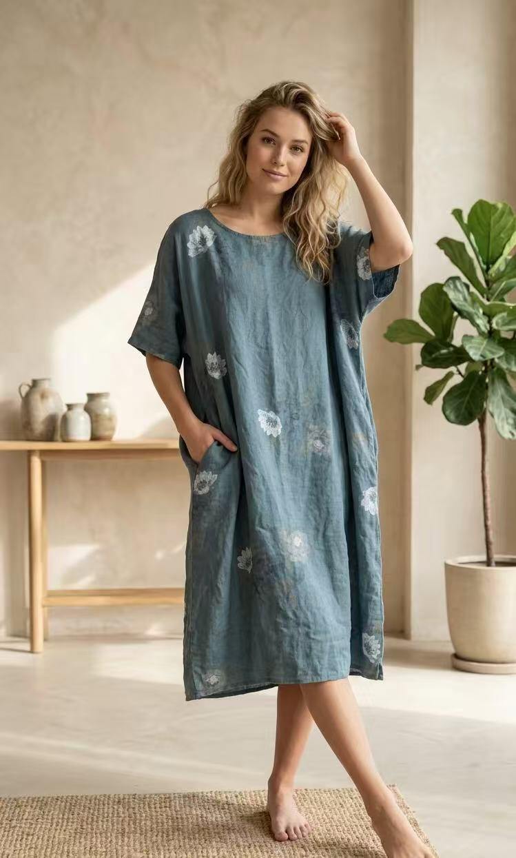 Mayorista kiki s.r.l. - VESTIDO DE LINO ESTAMPADO