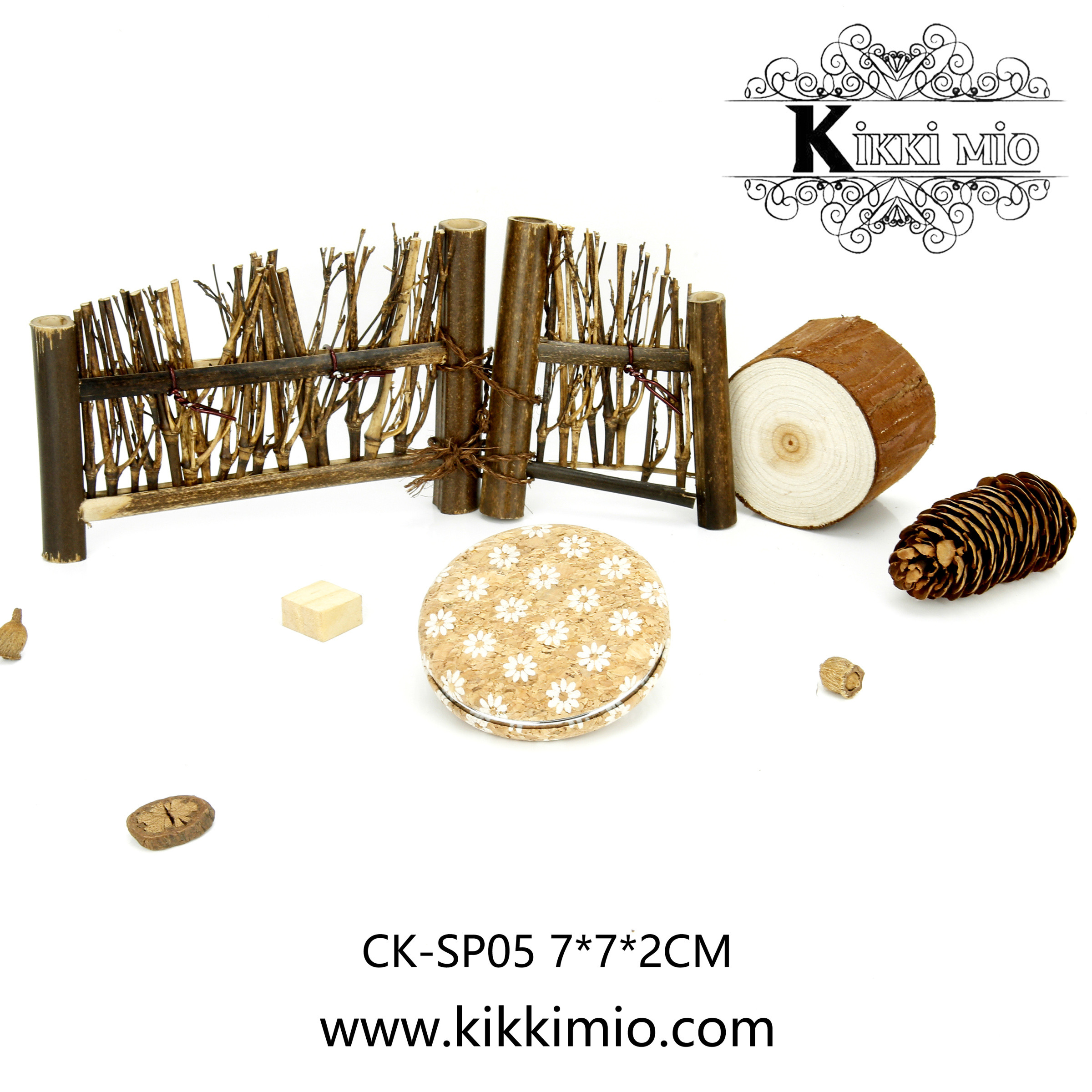 Wholesaler KIKKI MIO - NATURAL CORK MIRROR PACK OF 12