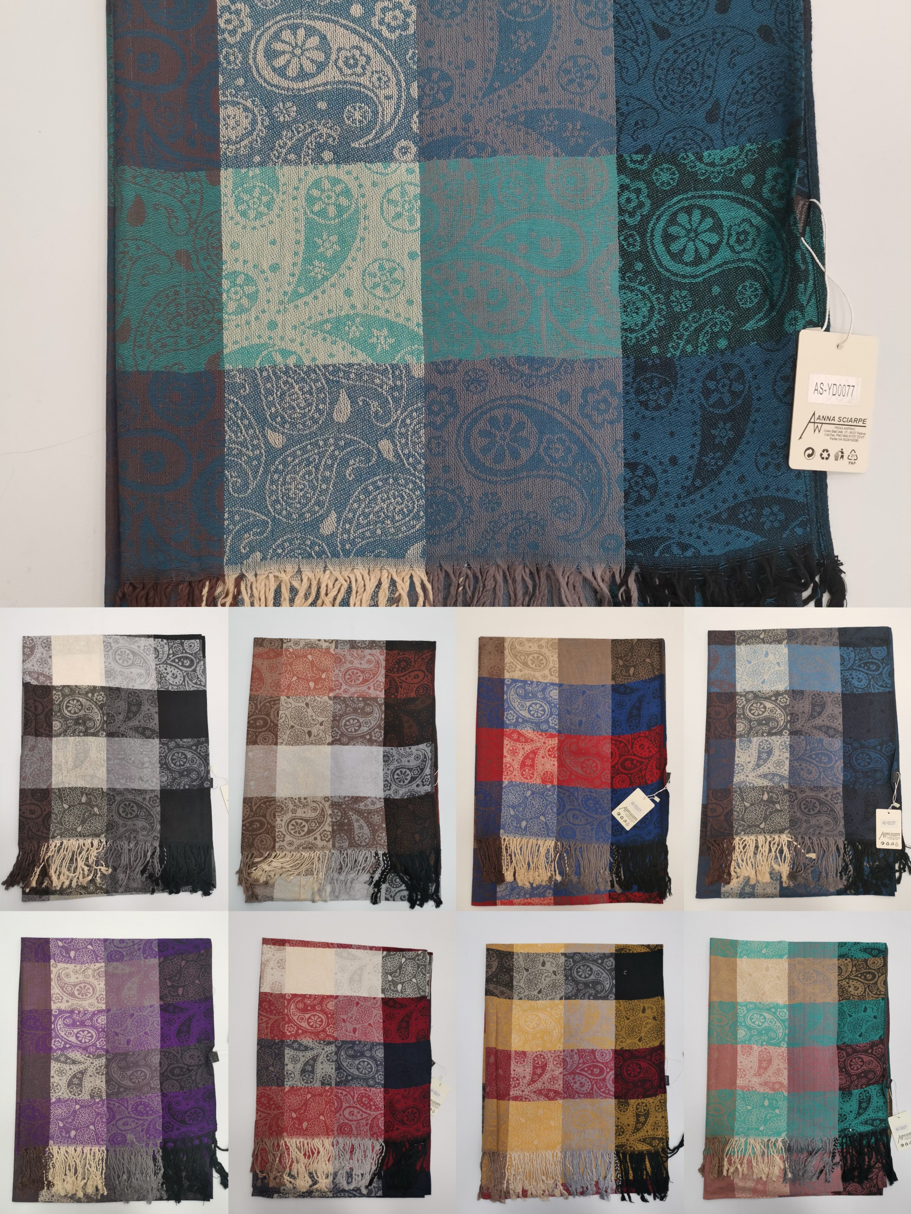 Wholesaler KIKKI MIO - WOMEN'S SCARF ETHNIC PATTERNS PACK OF 12 ASSORTED COLORS