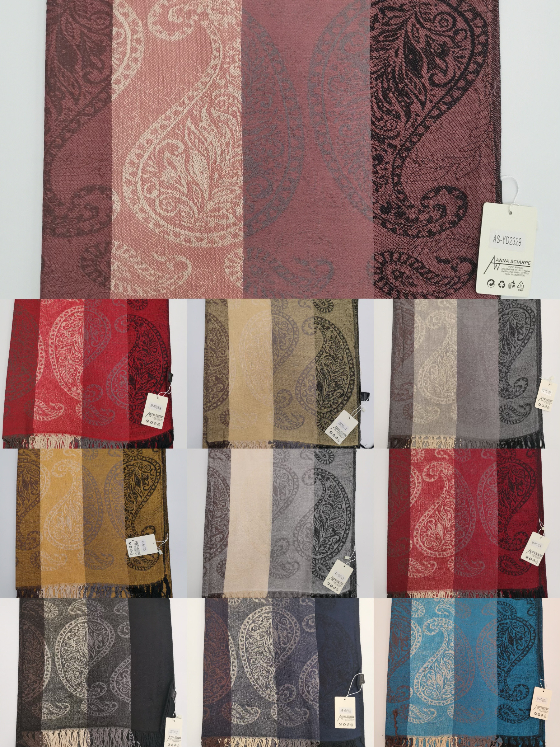 Wholesaler KIKKI MIO - WOMEN'S SCARF ETHNIC PATTERNS PACK OF 12 ASSORTED COLORS