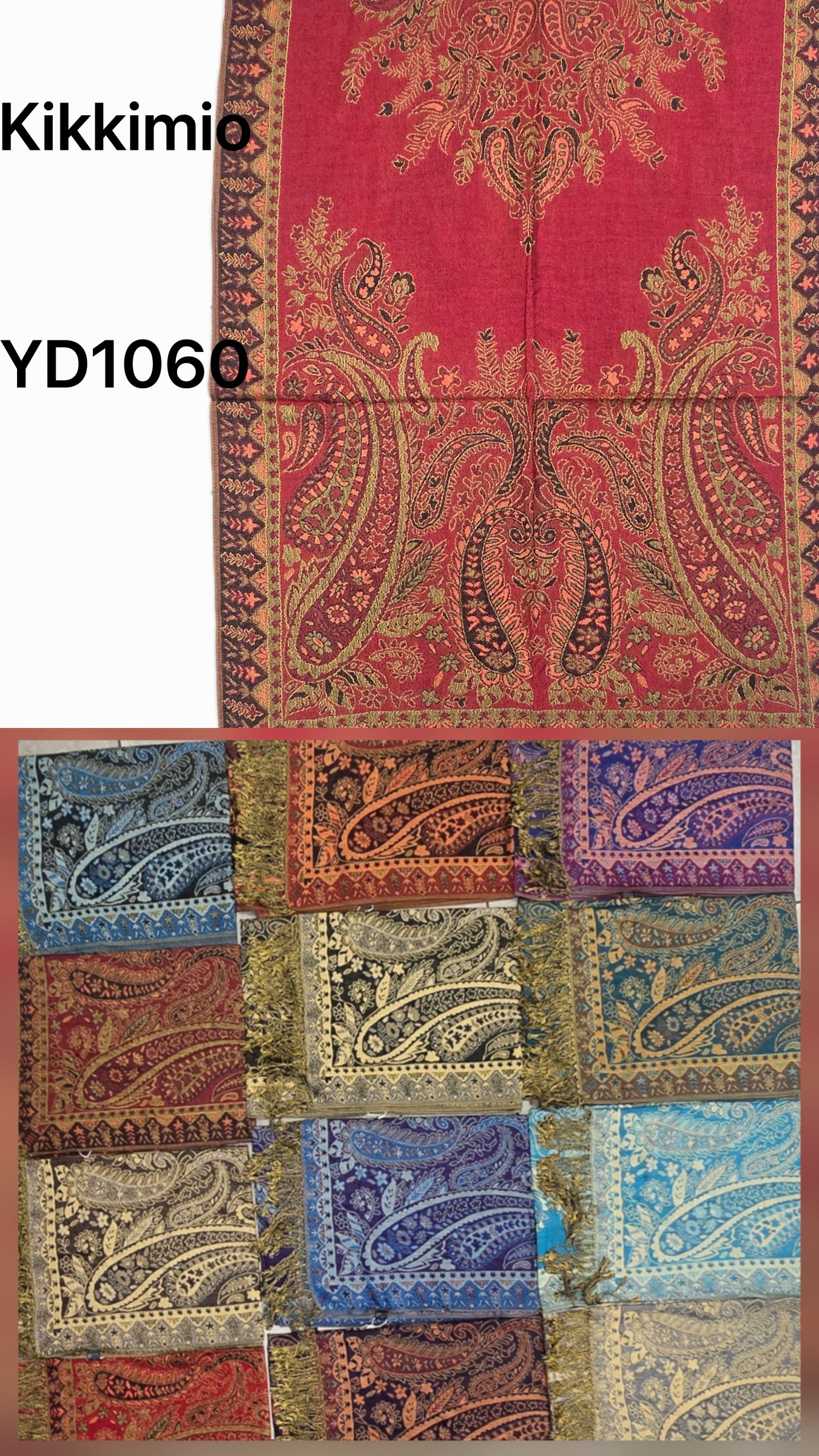Wholesaler KIKKI MIO - WOMEN'S SCARF ETHNIC PATTERNS PACK OF 12 ASSORTED COLORS