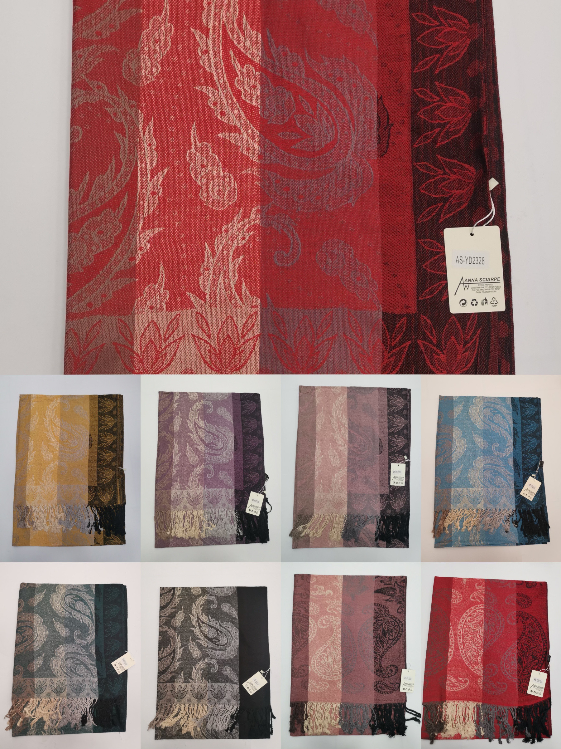 Wholesaler KIKKI MIO - WOMEN'S SCARF ETHNIC PATTERNS PACK OF 12 ASSORTED COLORS