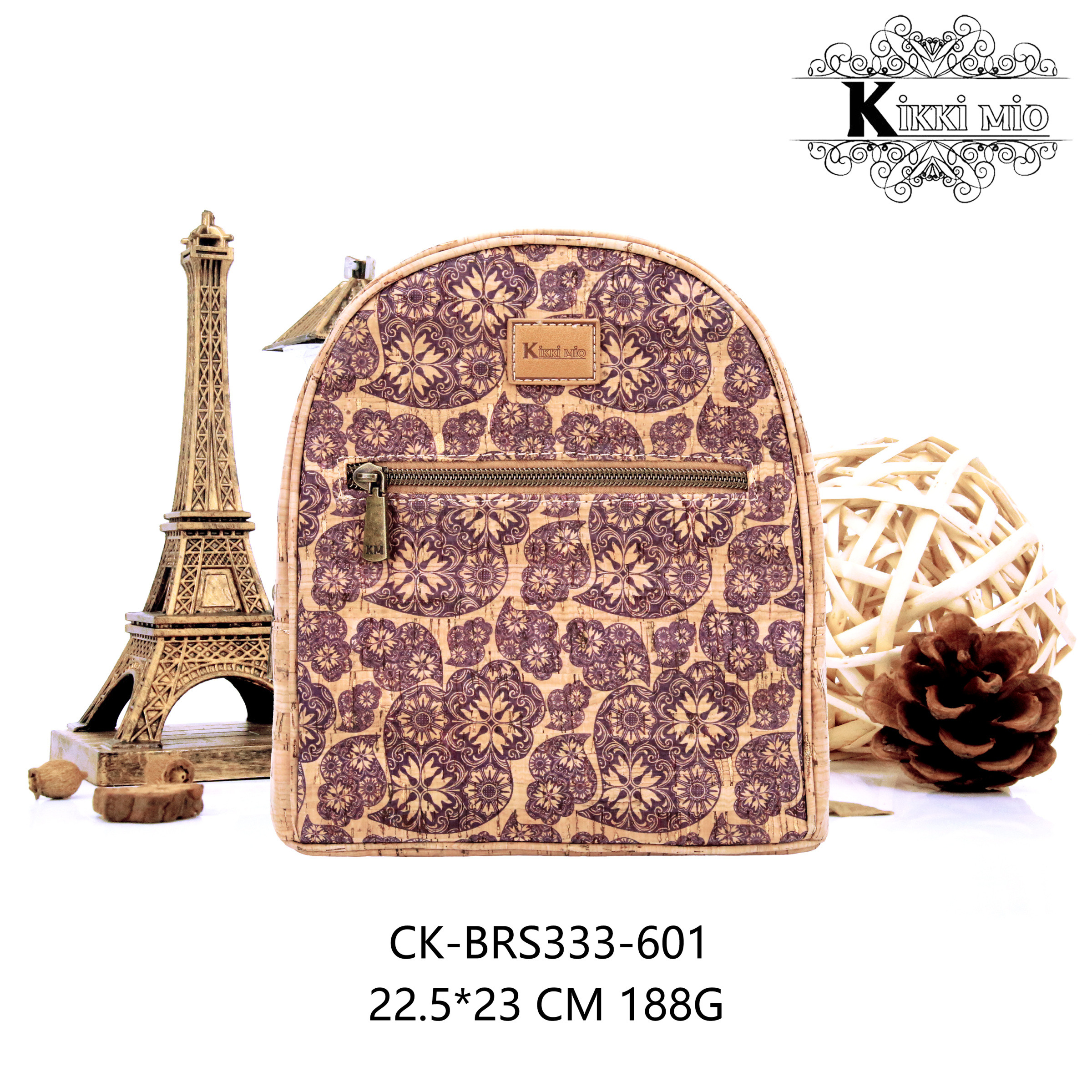 Wholesaler KIKKI MIO - WOMEN'S BACKPACK IN ORIGINAL NATURAL CORK