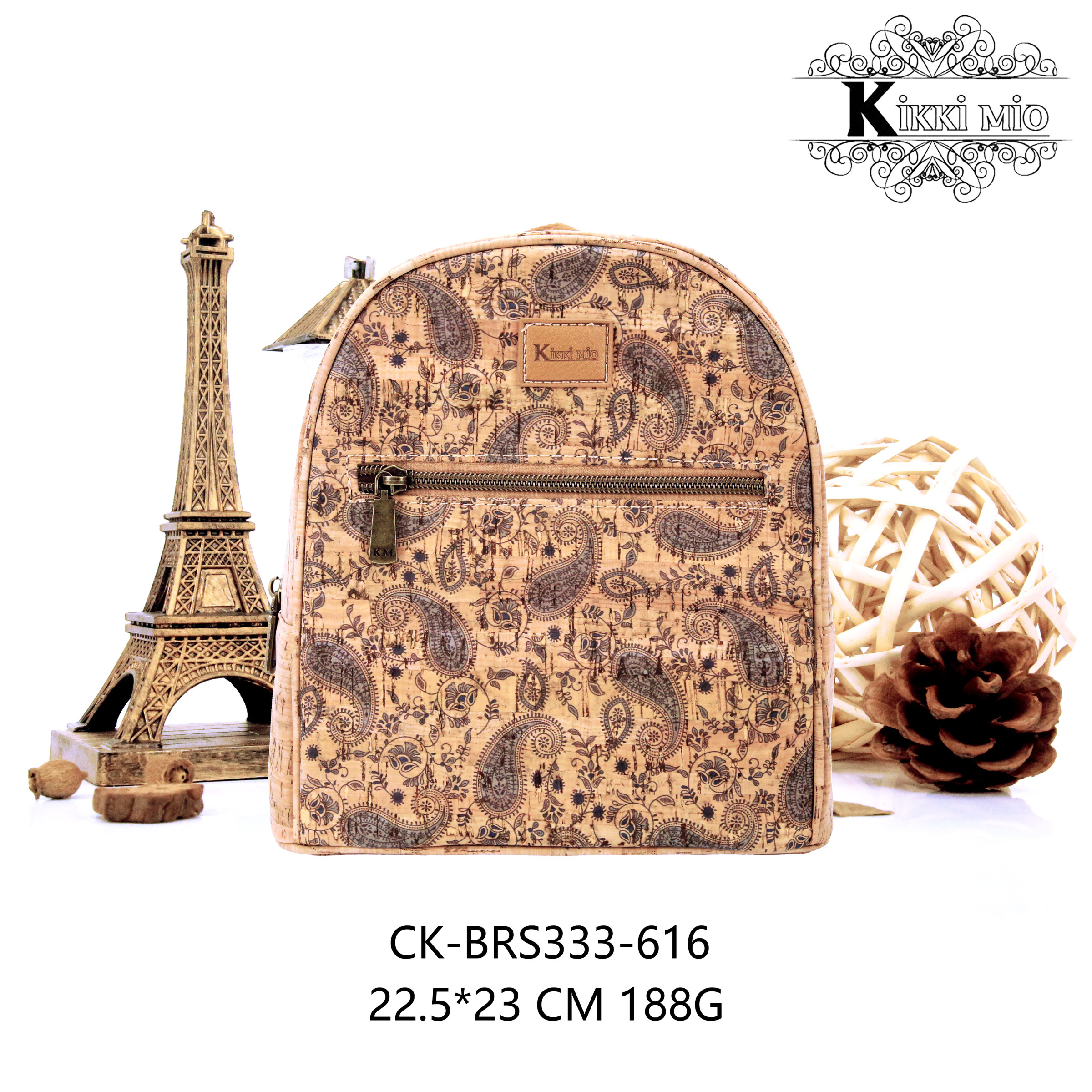 Wholesaler KIKKI MIO - WOMEN'S BACKPACK IN ORIGINAL NATURAL CORK