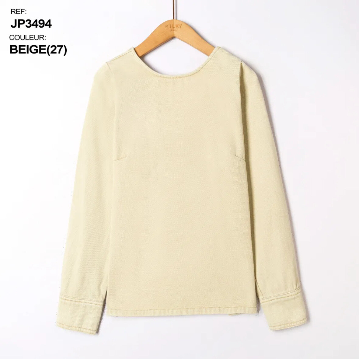 Blouse élégante en coton, parfaite pour le printemps/été, fabriquée en Chine. Idéale pour un look frais et féminin.