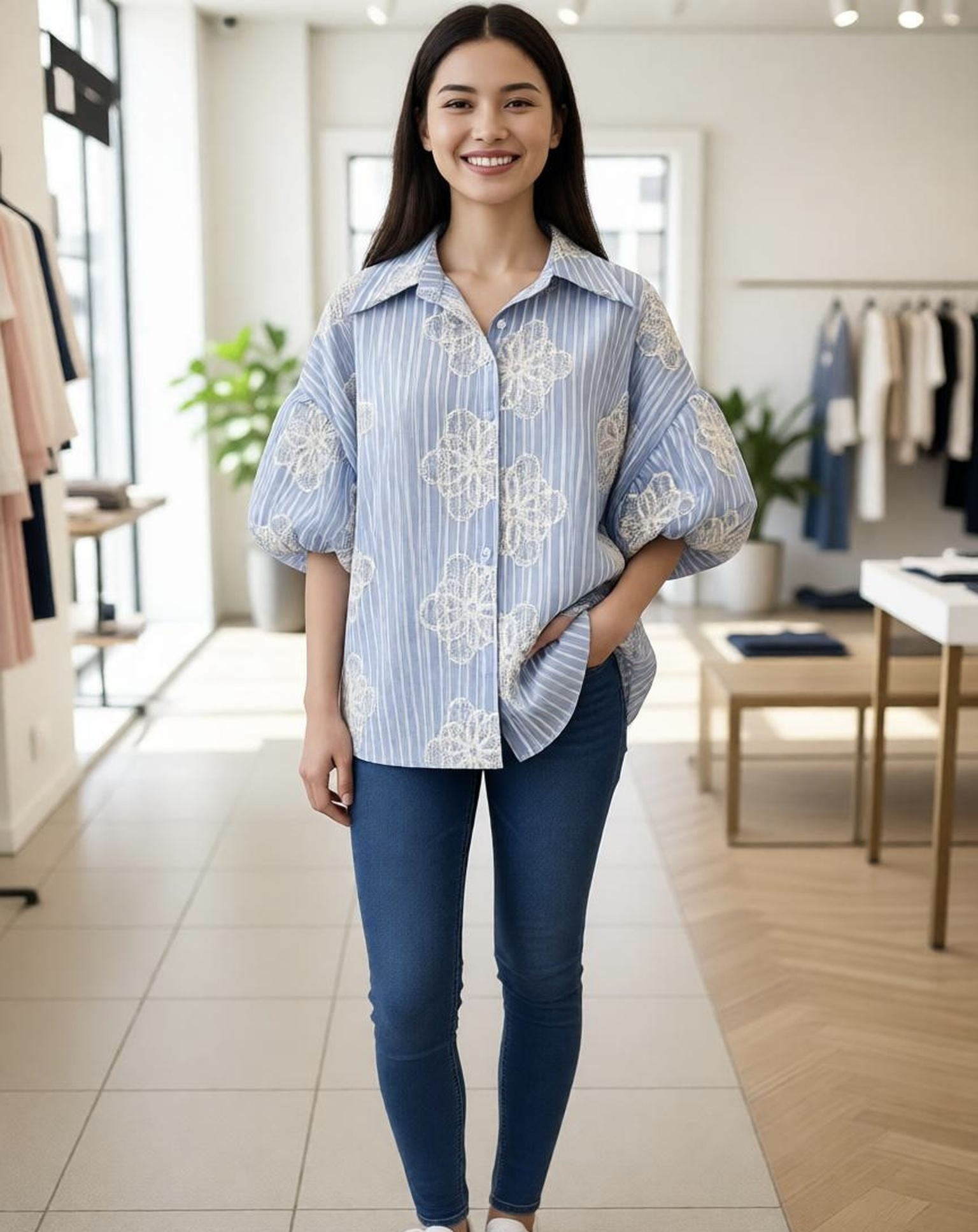 Grossiste KIS₂ - CHEMISE À MANCHES COURTES FLORALE AVEC COL COL BOUTONNÉ À RAYURES TAILLE UNIQUE