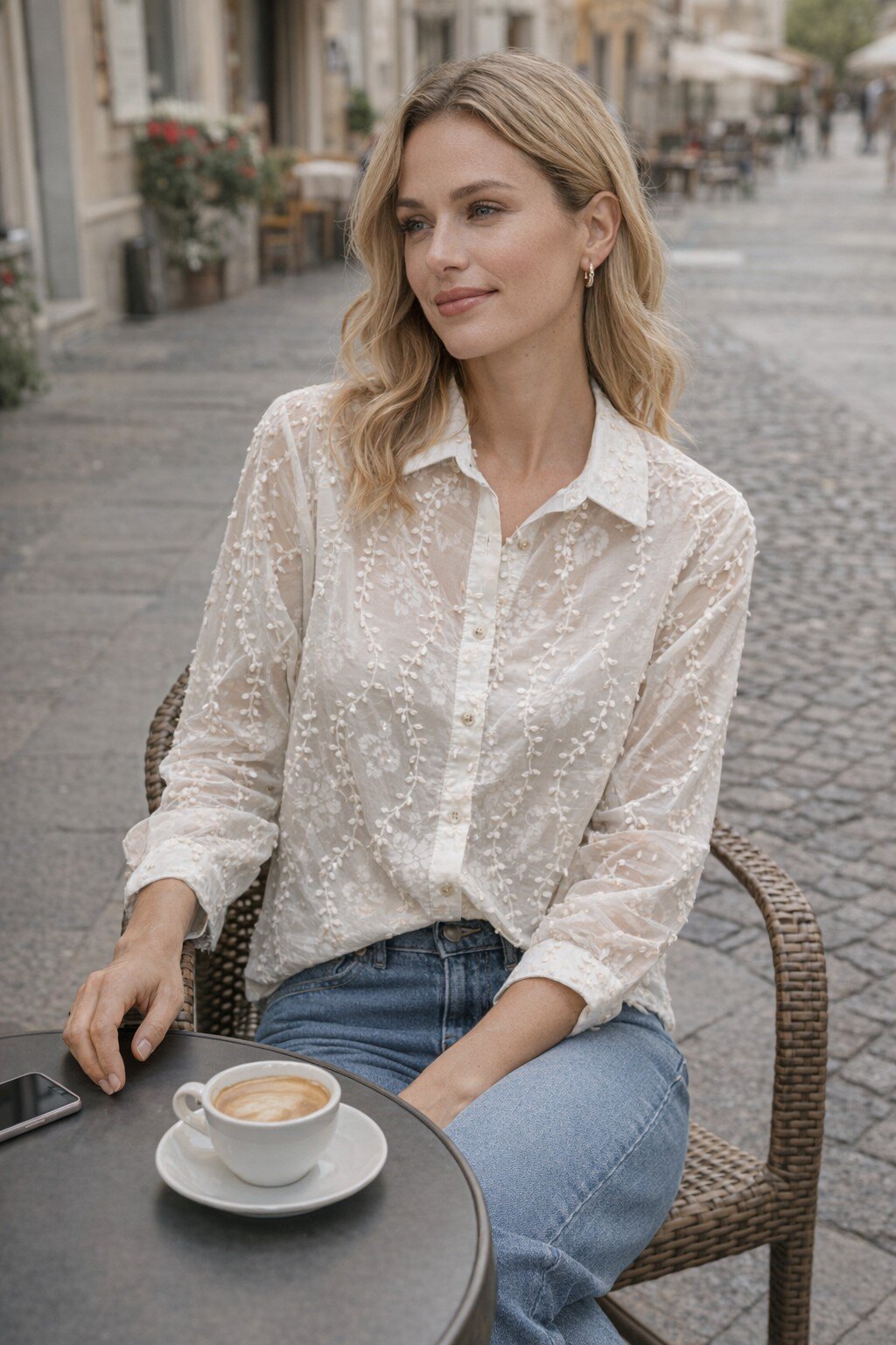 Mayorista KIS₂ - CAMISA DE MANGA LARGA CON ESTAMPADO EN LA TELA CUELLO BOTONES DELANTEROS TALLA ÚNICA