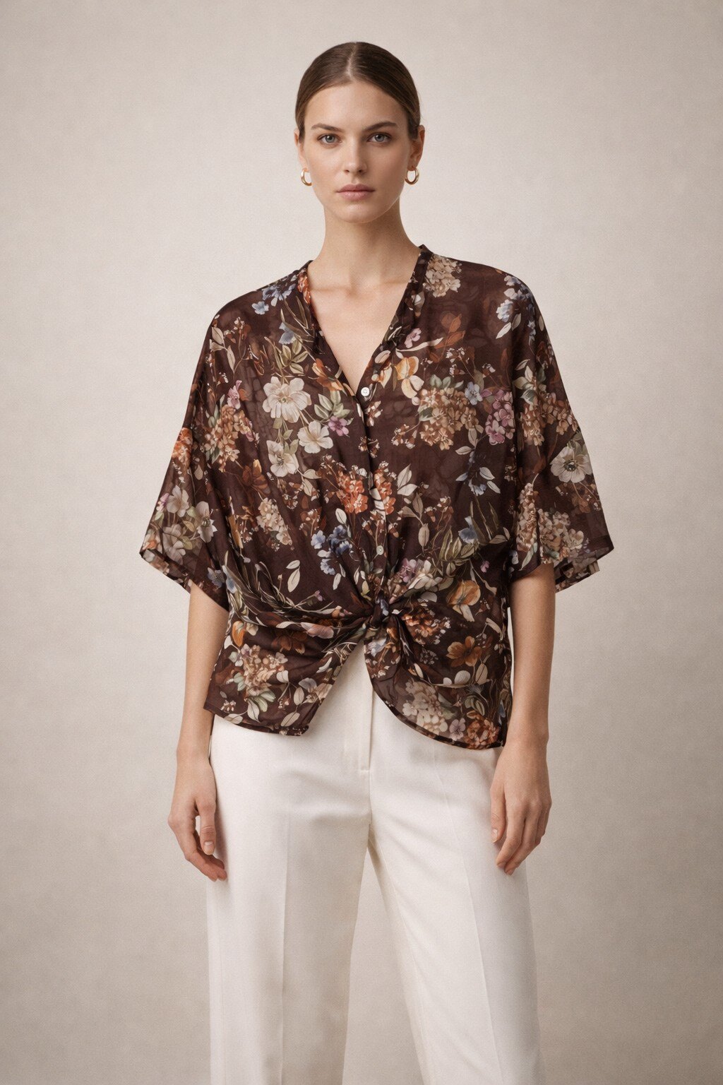 Wholesaler KIS₂ - LIGHTWEIGHT AND COMFORTABLE SHIRT WITH PRINT, OPEN COLLAR, FRONT BUTTONS, HALF SLEEVE, ONE SIZE