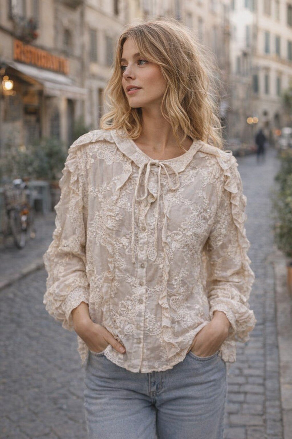 Grossiste KIS₂ - CHEMISE FLORALE À MANCHES LONGUES COL ROND BOUTONS DEVANT TAILLE UNIQUE