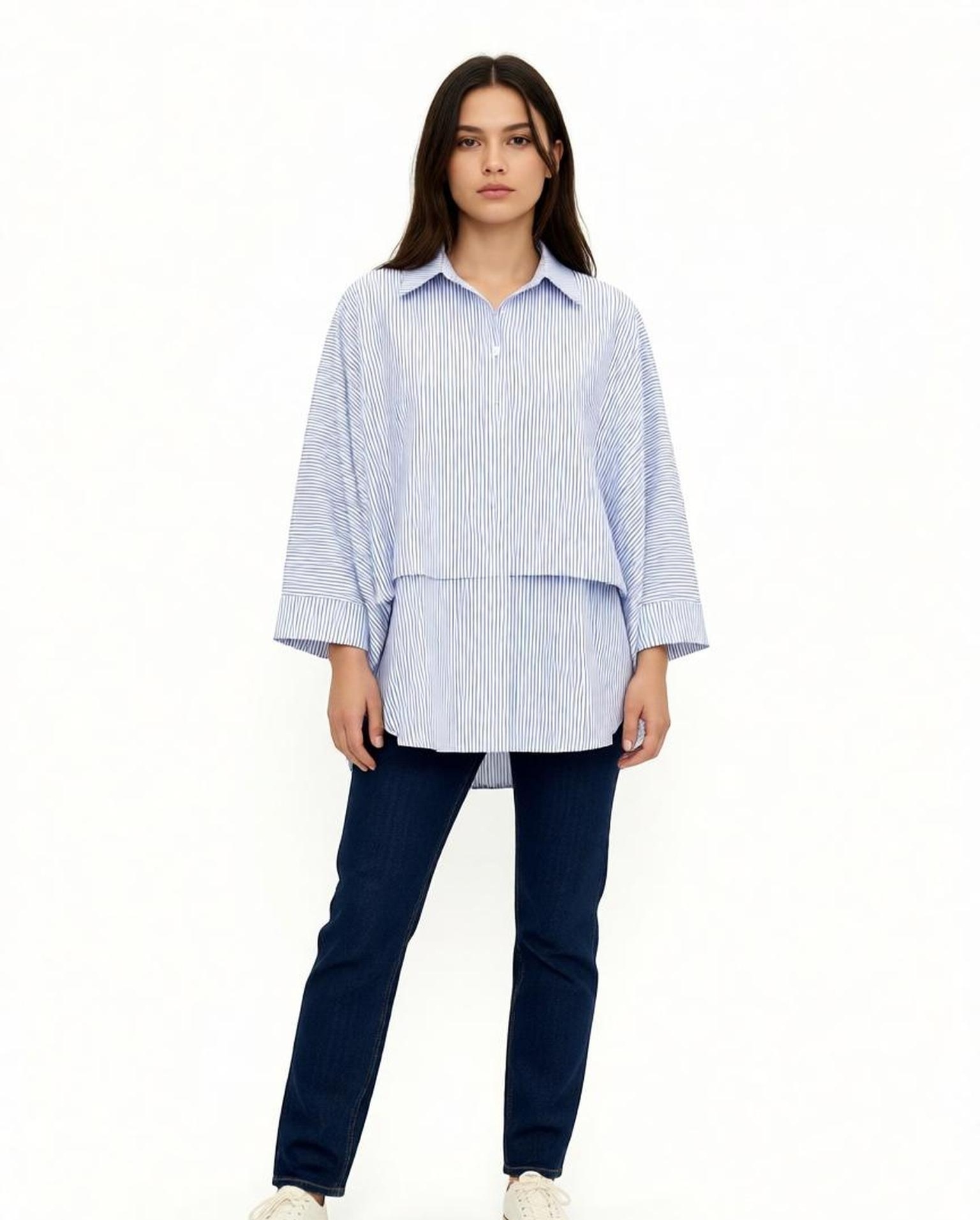 Wholesaler KIS₂ - BIG SIZE CASUAL SHINY LONG SLEEVE SHIRT WITH COMFORTABLE COLLAR SOLID COLOR ONE SIZE