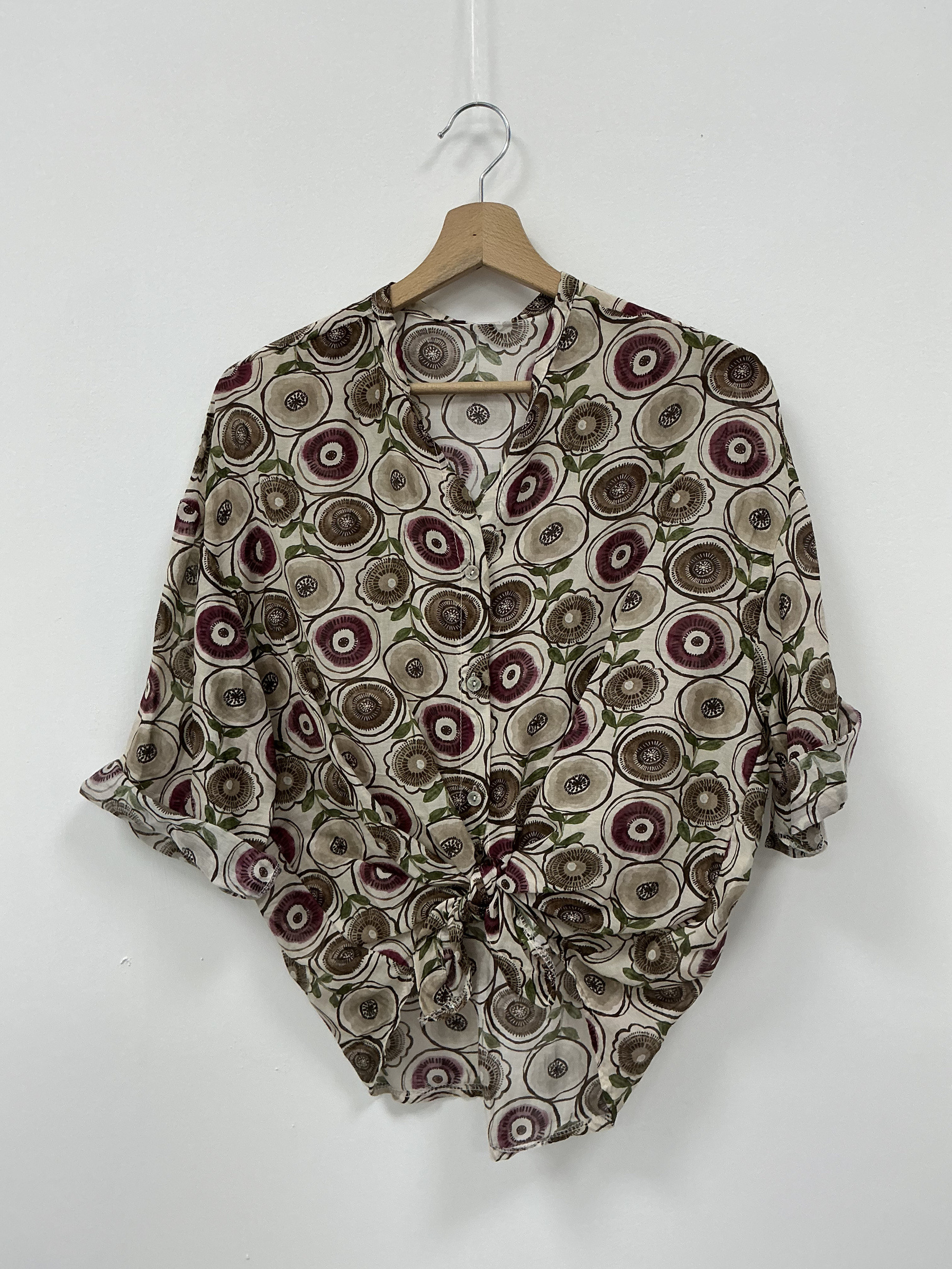 Wholesaler KIS₂ - LIGHTWEIGHT SILK BLEND SHIRT COMFORTABLE WITH PRINT OPEN COLLAR FRONT BUTTONS ONE SIZE FITS ALL