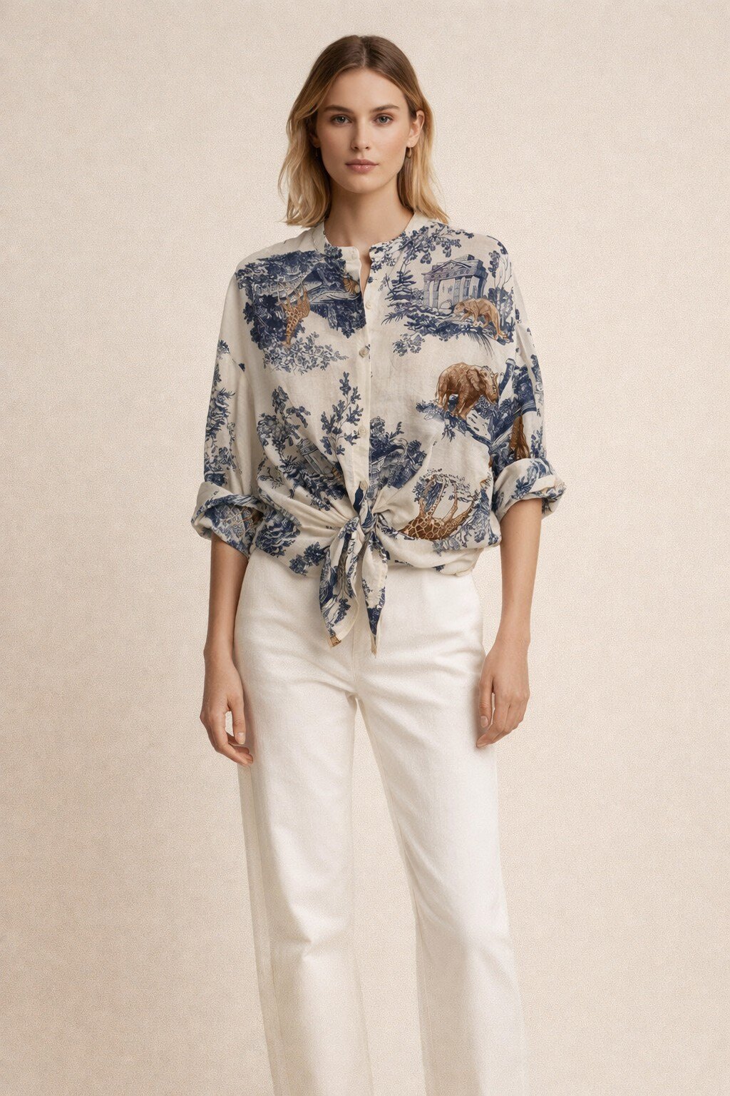Mayorista KIS₂ - CAMISA DE MEZCLA DE SEDA LIGERA Y CÓMODA, PERFECTA PARA PRIMAVERA Y VERANO CON MUCHOS ESTAMPADOS, TALLA ÚNICA