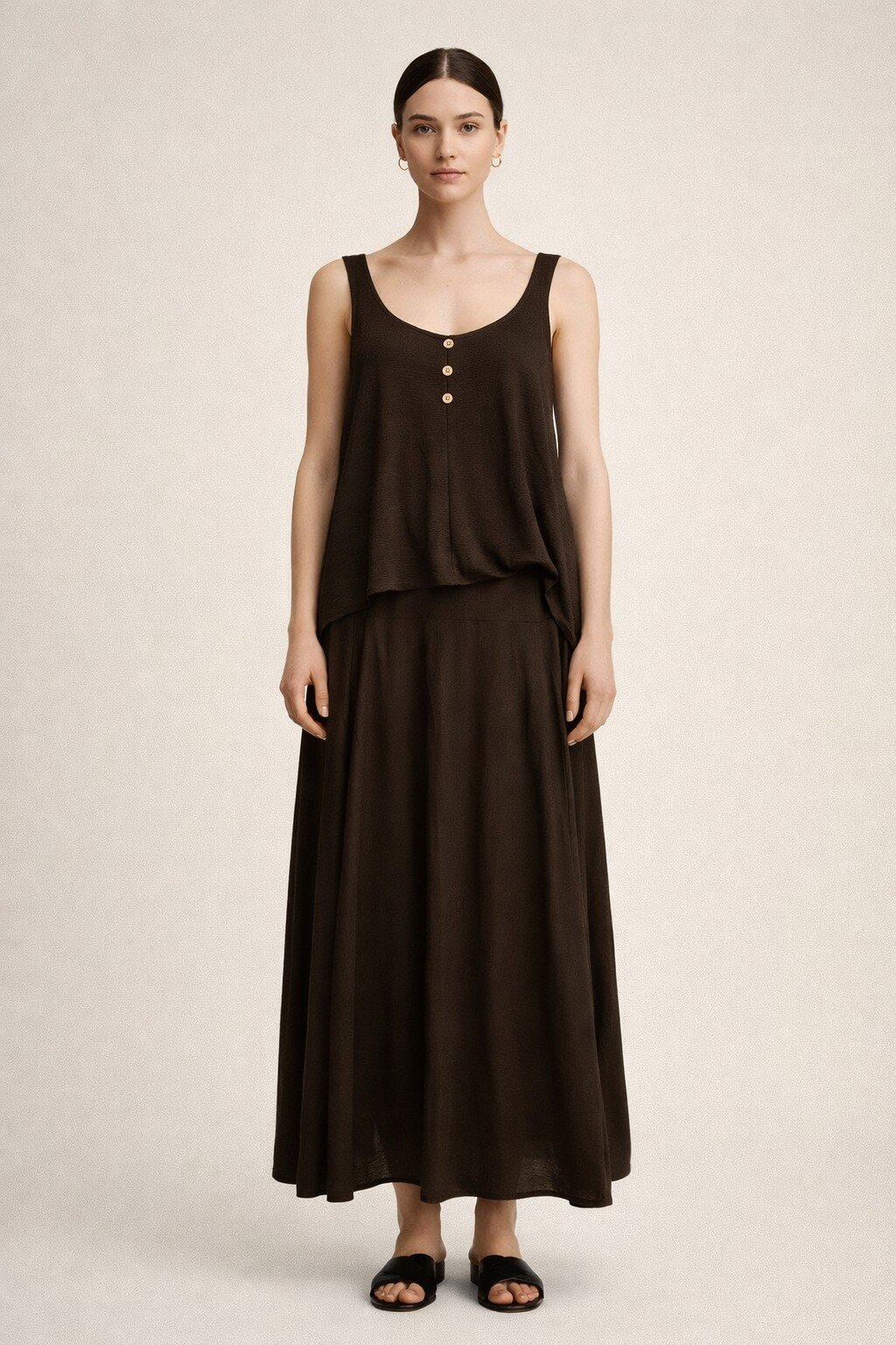 Wholesaler KIS₂ - SLEEVELESS TANK TOP SET WITH ROUND NECK AND SOLID COLOR SKIRT ONE SIZE