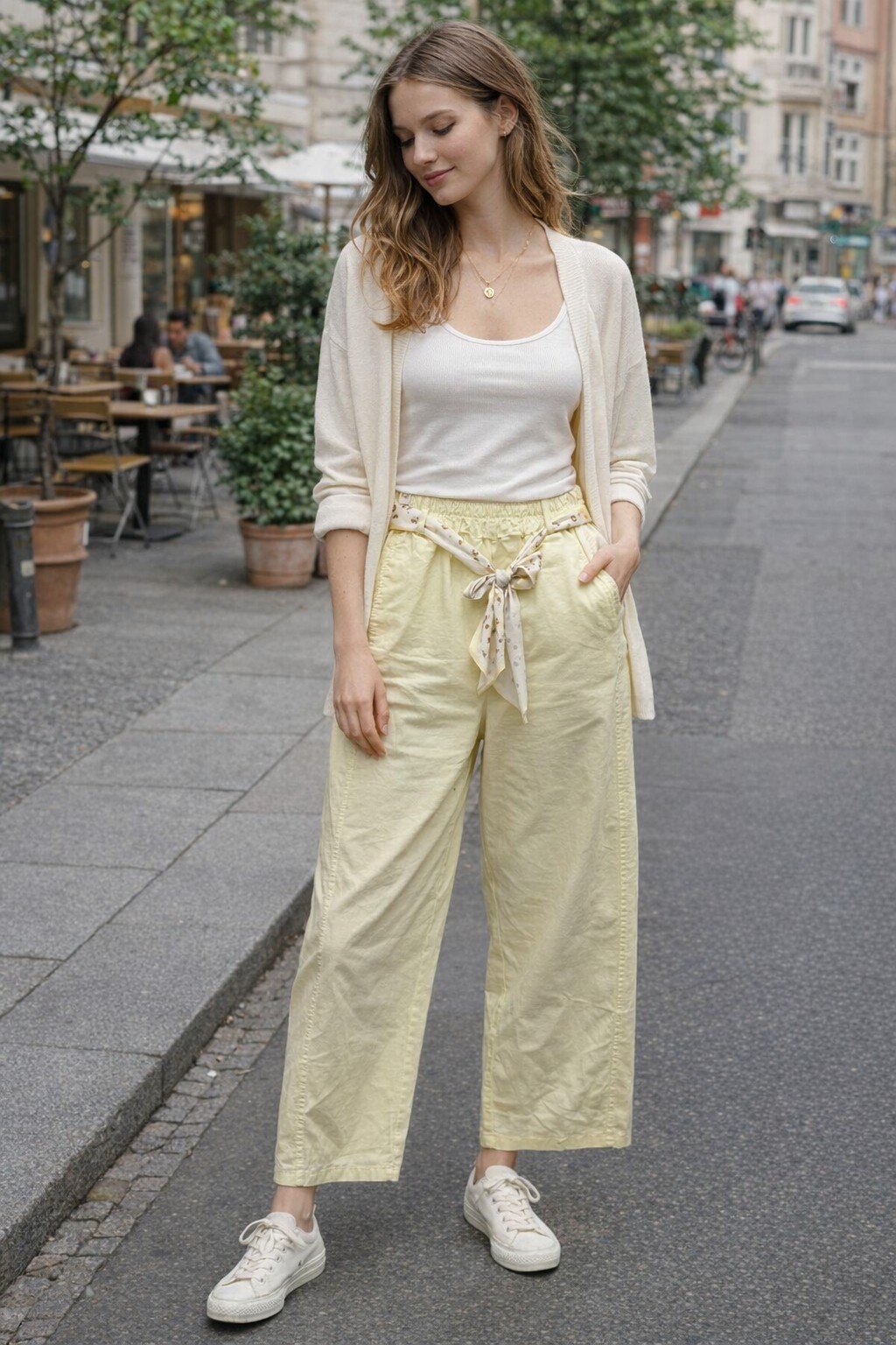 Grossista KIS₂ - PANTALONE GAMBA LARGO ELASTICO CON CINTURA E TASCHE TINTA UNITA TAGLIA UNICA