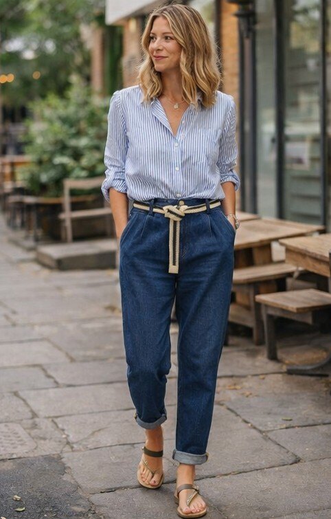 Wholesaler KIS₂ - ELASTIC WIDE-LEG JEANS PANTS PAIRED WITH A COMFORTABLE SOLID BELT WITH SIZES