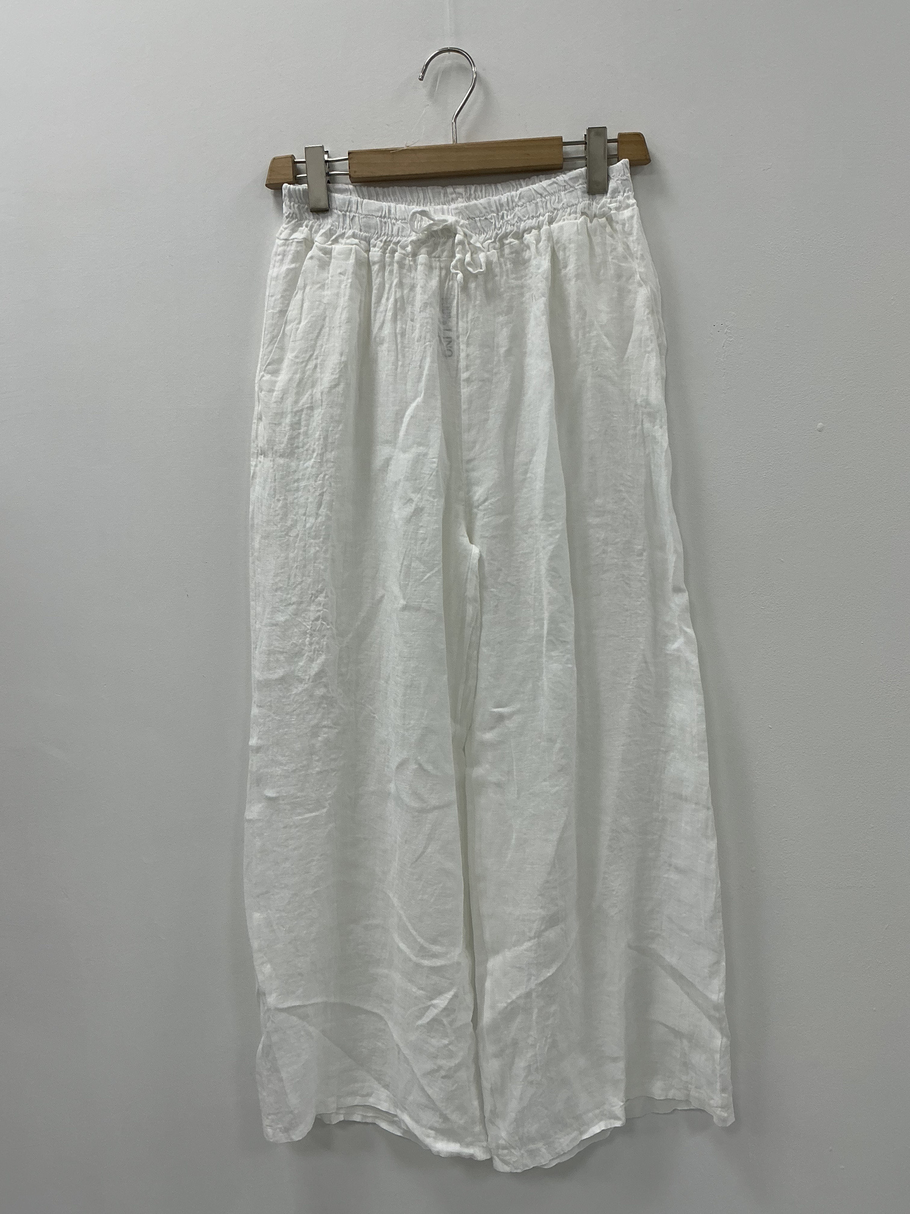 Mayorista KIS₂ - PANTALÓN DE LINO CON PIERNAS Y CADERAS ANCHAS, CINTURA ELÁSTICA, CÓMODO CON BOLSILLOS, COLOR LISO, TALLA ÚNICA