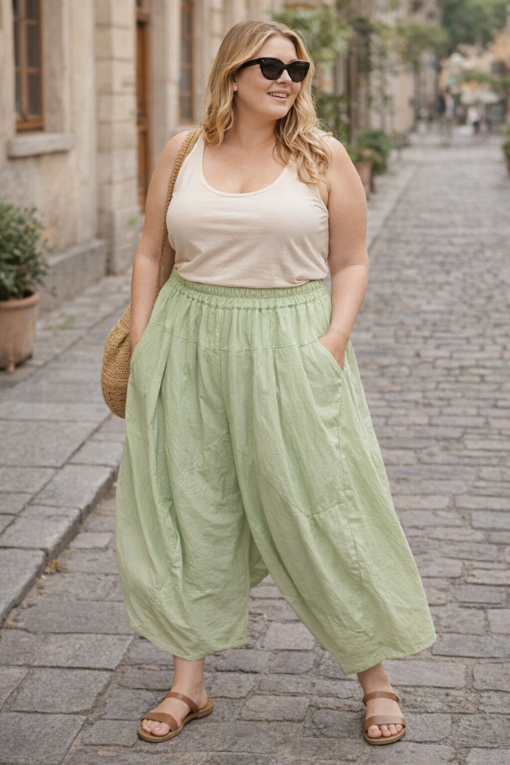 Grossista KIS₂ - PANTALONE CURVY TAGLIA FORTE ELASTICO COMODO TINTA UNITA TAGLIA UNICA