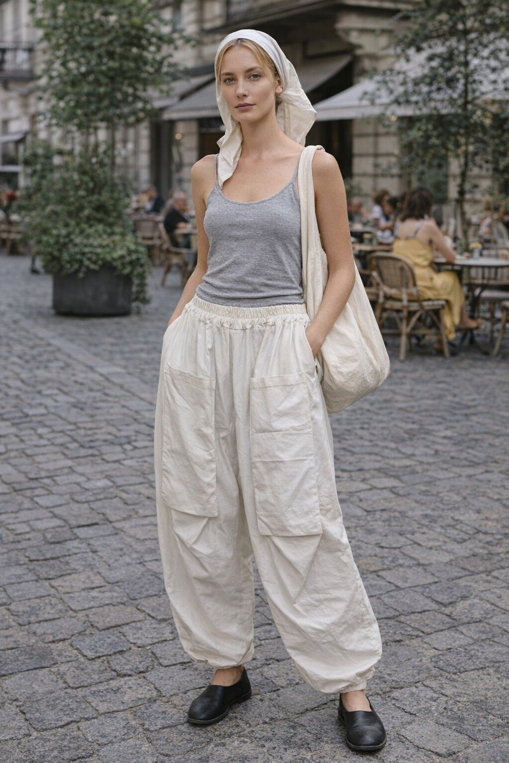 Grossista KIS₂ - PANTALONE CURVY TAGLIA FORTE ELASTICO GAMBA LARGO CON TASCHE TINTA UNICA