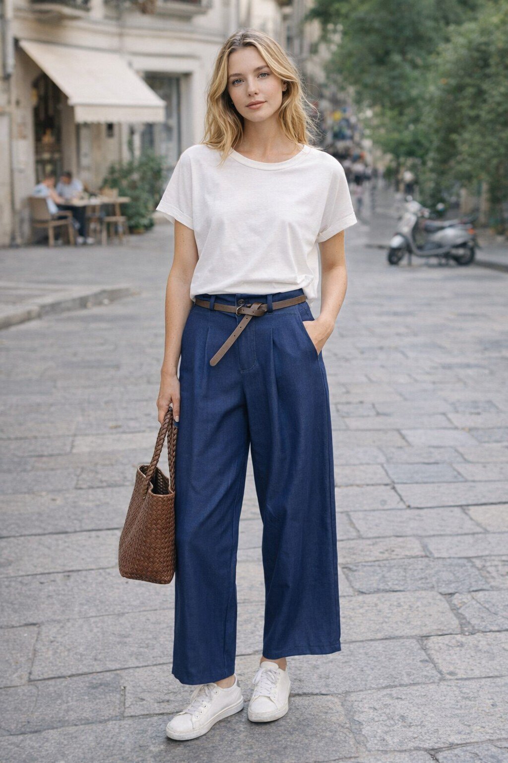 Grossista KIS₂ - PANTALONE DRITTO GAMBA LARGO CON CINTURA E TASCHE TINTA UNITA IN TAGLIE