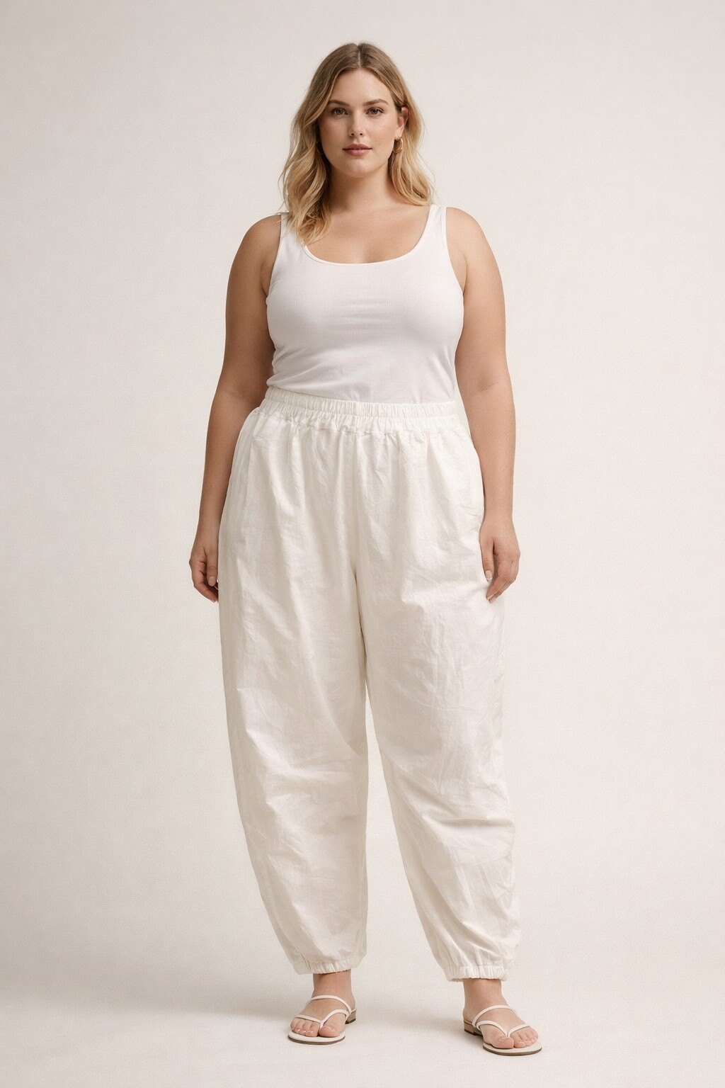 Wholesaler KIS₂ - CURVY PANTS LARGE SIZE COMFORTABLE ELASTIC WIDE SIDE SOLID COLOR ONE SIZE