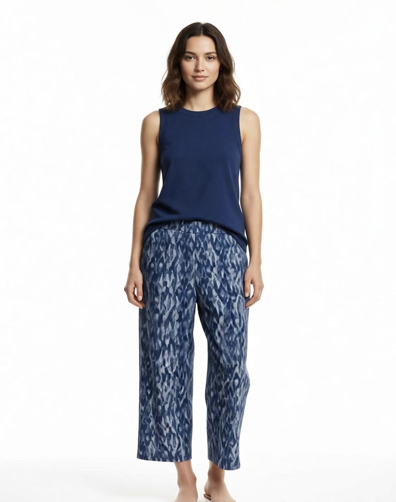 Mayorista KIS₂ - PANTALÓN LARGO CURVY TALLA GRANDE TALLA ÚNICA CON ESTAMPADO EN LA TELA