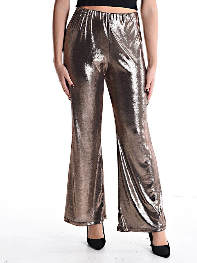 Wholesaler KIS₂ - SHINY METALLIC WOMEN'S PANTS, STRETCH, SOLID COLOR, ONE SIZE