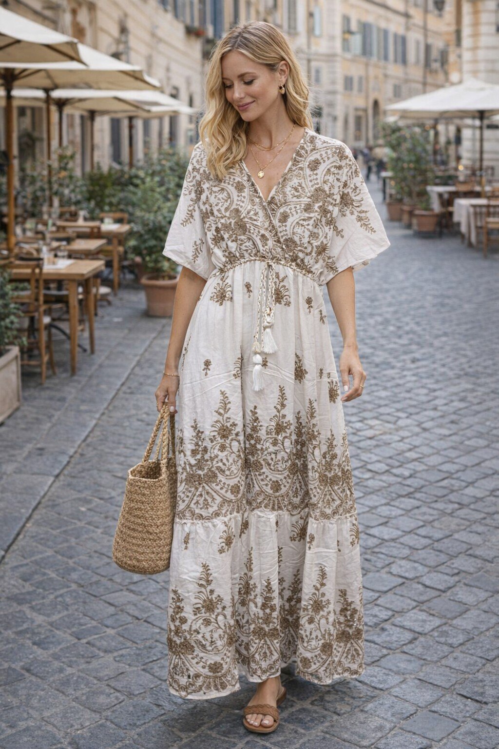 Wholesaler KIS₂ - LONG OVERSIZED LOOSE COMFORTABLE DRESS SHORT SLEEVES V-NECK WITH PATTERNS ON THE FABRIC ONE SIZE