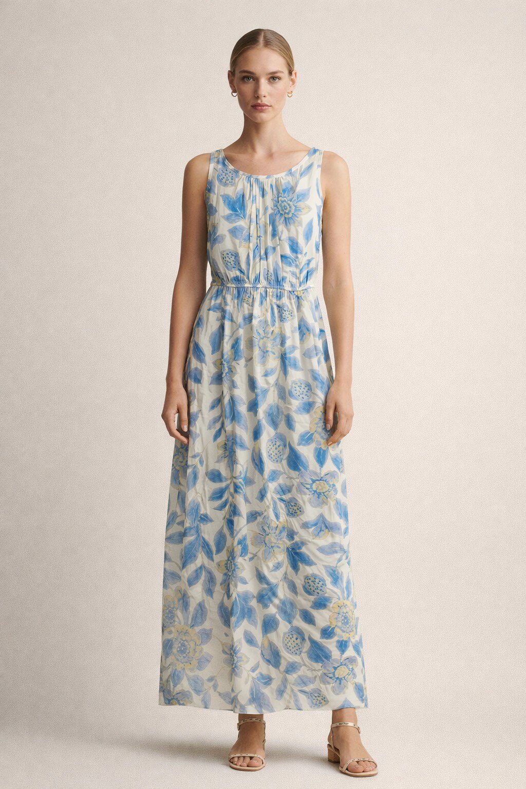 Wholesaler KIS₂ - LONG DRESS WITH LIGHT PRINT SUPER COMFORTABLE SLEEVELESS ROUND NECK ONE SIZE