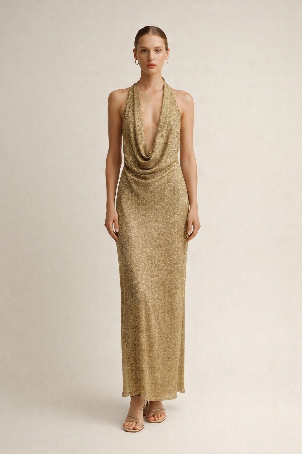 Wholesaler KIS₂ - SHIMMERING KNIT DRESS V-NECK SEXY SLEEVELESS ELEGANT SOLID COLOR PERFECT FOR SUMMER AT THE BEACH