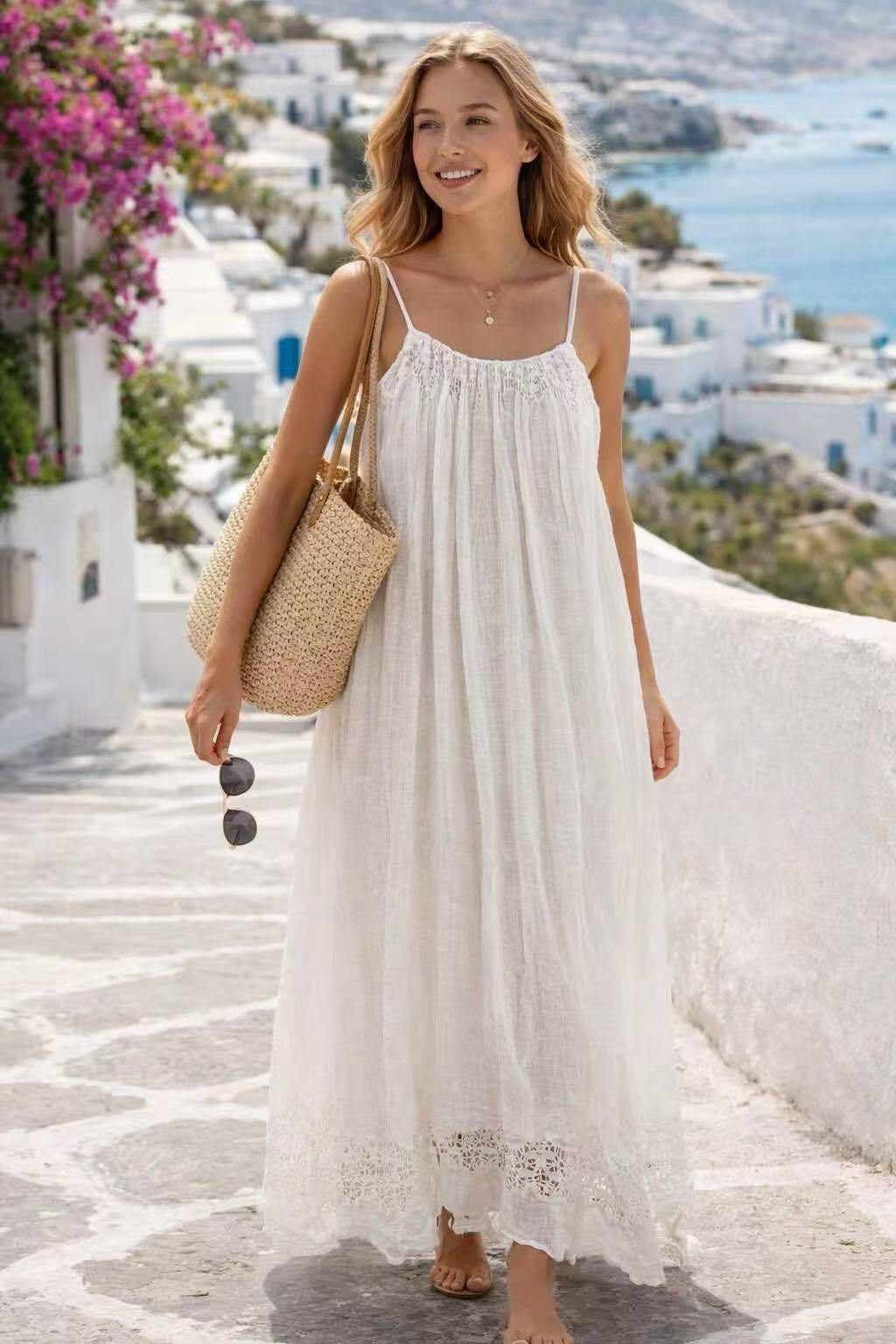Wholesaler KIS₂ - COMFORTABLE SLEEVELESS LONG DRESS SOLID COLOR ONE SIZE