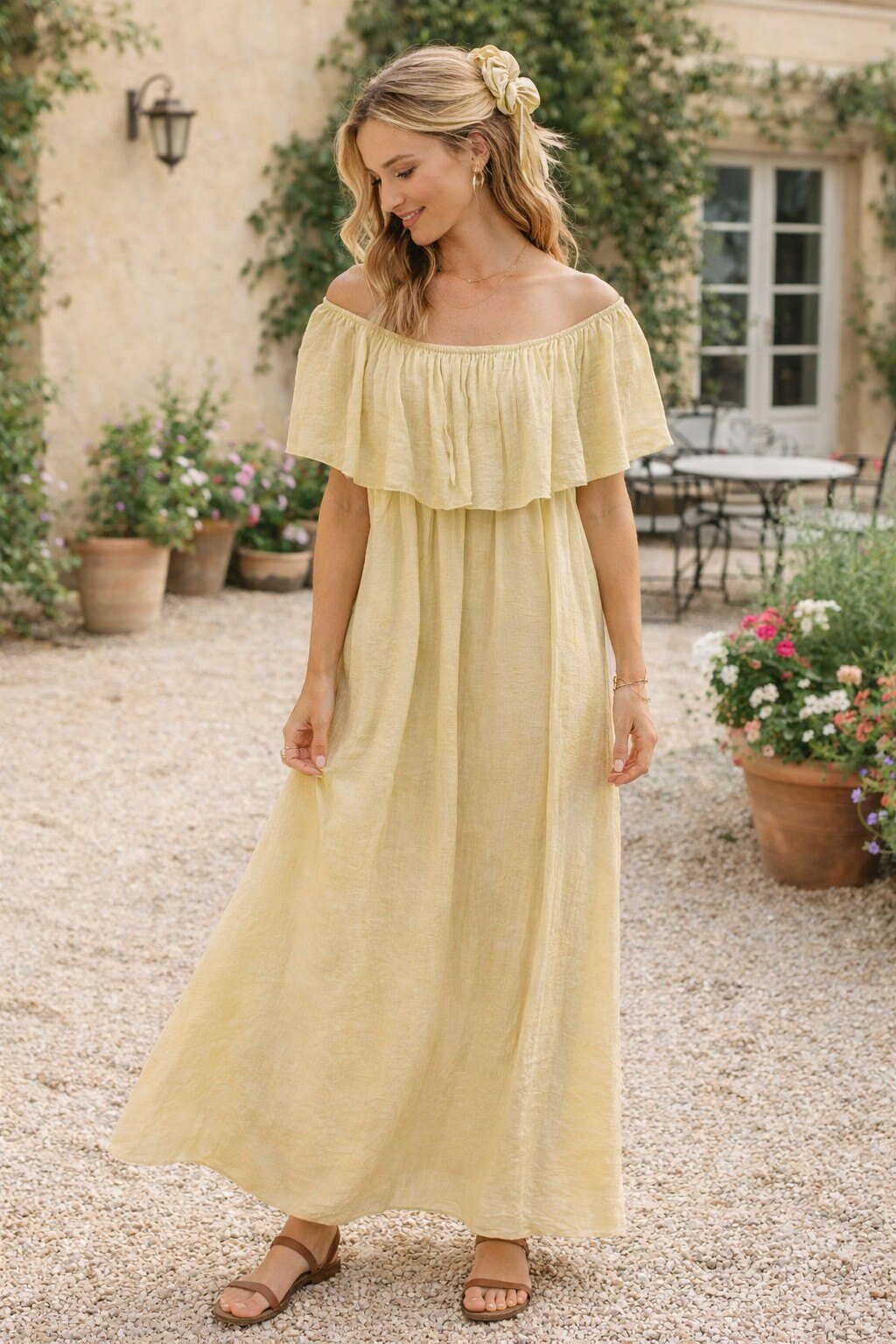 Wholesaler KIS₂ - LONG DRESS WITH BOAT NECK SLEEVELESS SOLID COLOR ONE SIZE