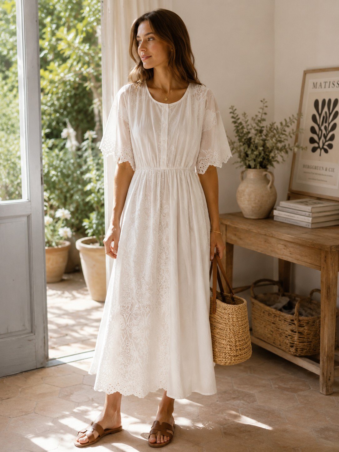 Wholesaler KIS₂ - LONG DRESS SAN GALLO CREW NECK HALF SLEEVE SOLID COLOR ONE SIZE