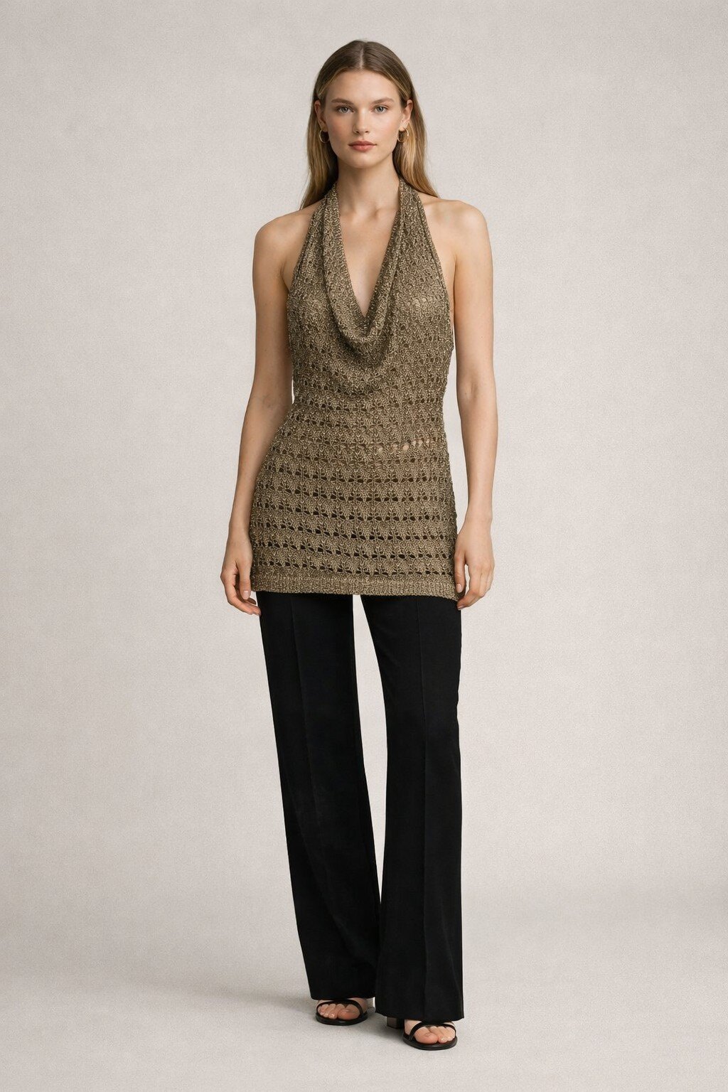 Wholesaler KIS₂ - SHIMMERING KNIT DRESS V-NECK SEXY SLEEVELESS ELEGANT SOLID COLOR PERFECT FOR SUMMER AT THE BEACH
