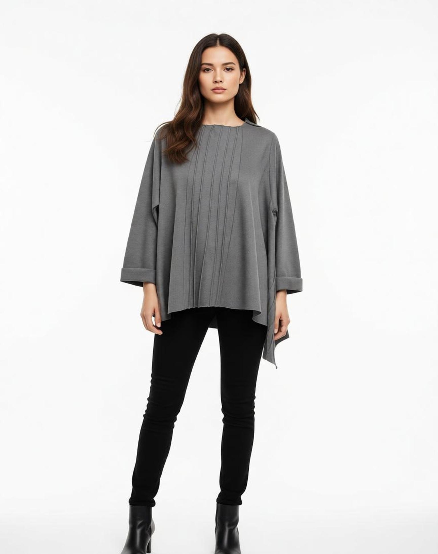 Grossiste KIS₂ - SWEAT CURVY GRANDE TAILLE SANS CAPUCHE MANCHES LONGUES COL ROND CONFORTABLE GRANDE COUPE COULEUR UNIE TAILLE UNIQUE