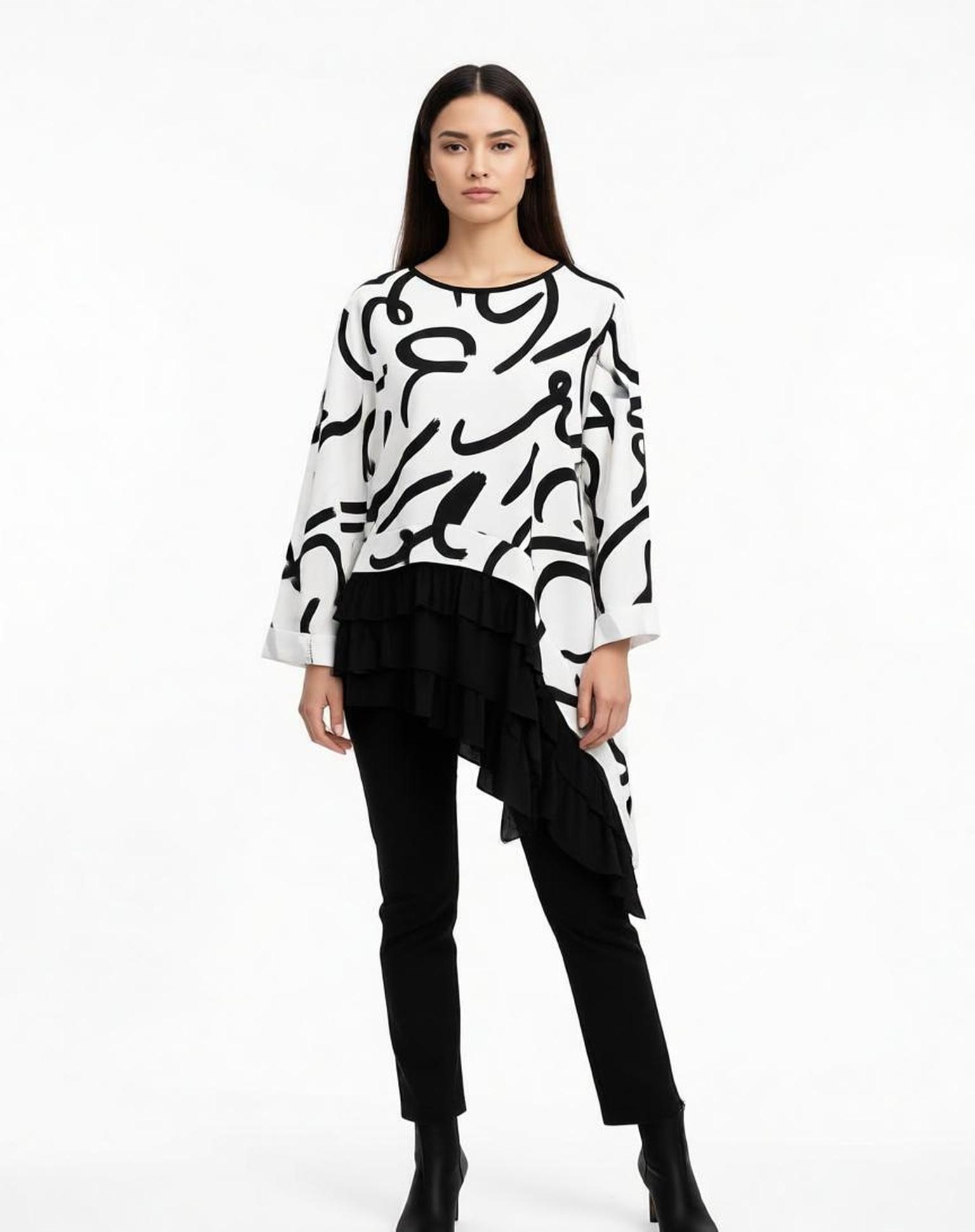 Mayorista KIS₂ - SUDADERA CURVY TALLA GRANDE MANGA LARGA ELEGANCIA CUELLO REDONDO CON ESTAMPADO EN LA TELA